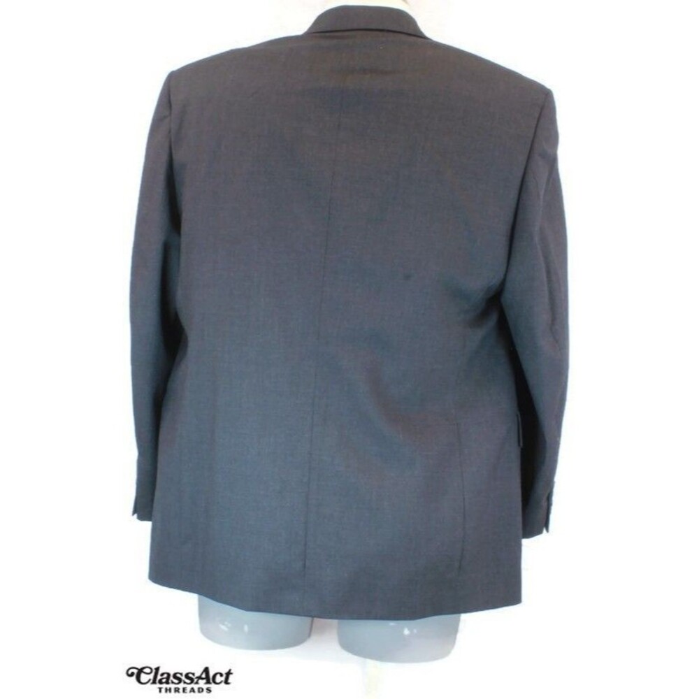 Stafford 2 Piece Suit Mens Gray Wool 2 Btn 46R Flat Fronts 35" Waist - Picture 8 of 13